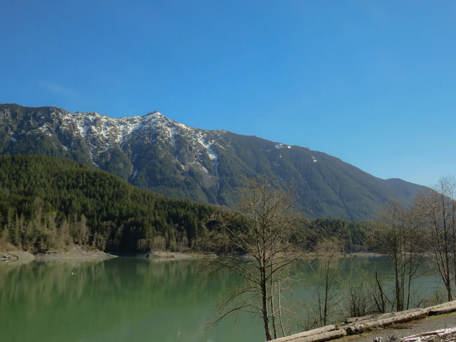 Cascade foothills above a reservoir in Snohomish County east of Marysville